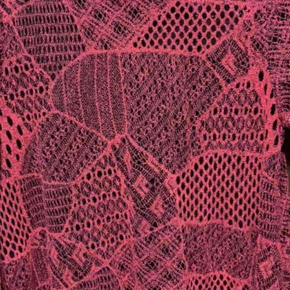 Lily by Firmiana Red 3/4 Sleeve Asymmetrical Tunic Blouse Shirt Women M Polyeste - Picture 4 of 9